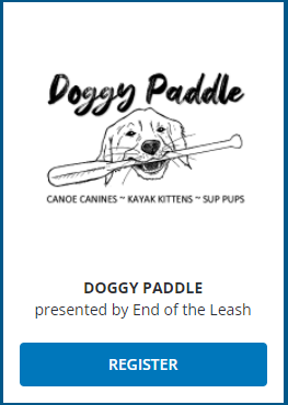 Doggie paddle logo with Register button