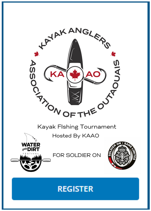 Kayak fishing graphic with Register button